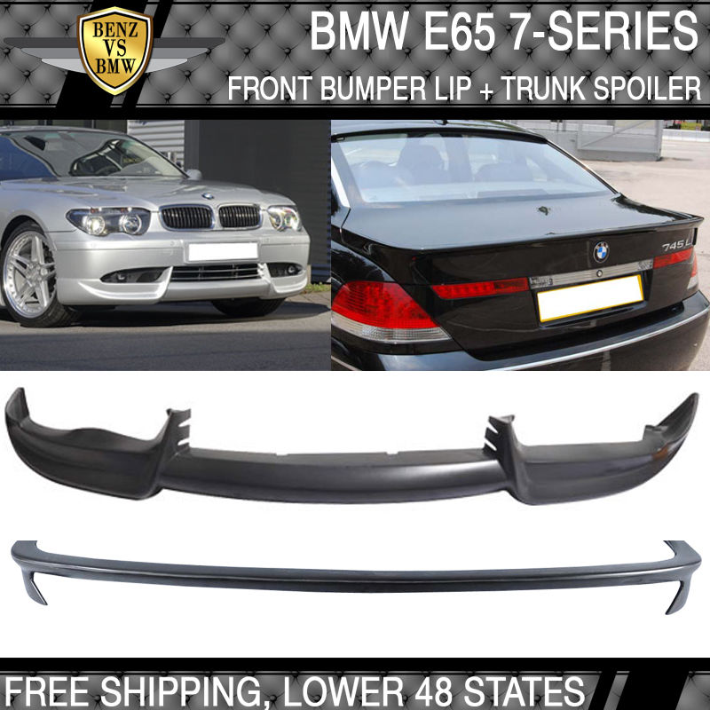 USパーツ02 03 04 05 BMW E65 745 750 7シリーズAC-S PUフロントバンパーリップ+トランク・スポイラー